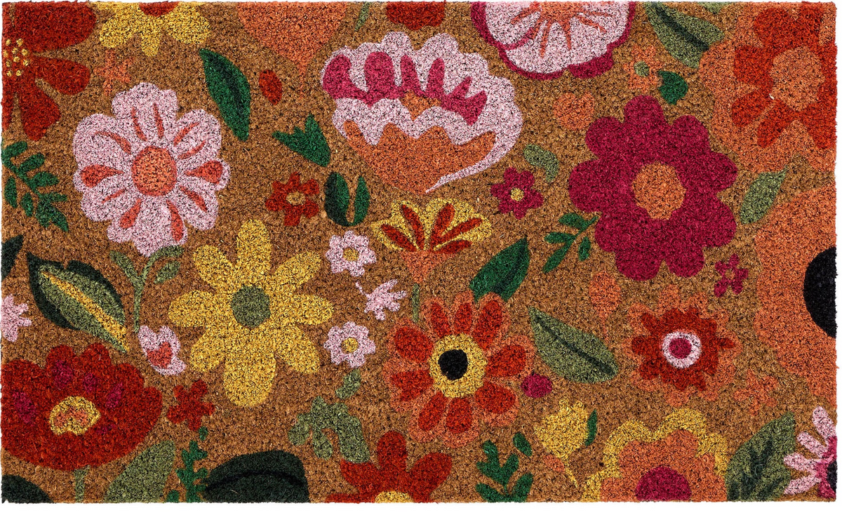 HR U Dørmatte i kokos - "Blomster" (Bright Blooms)